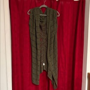 True Craft Olive Green Women's Knit Cardigan